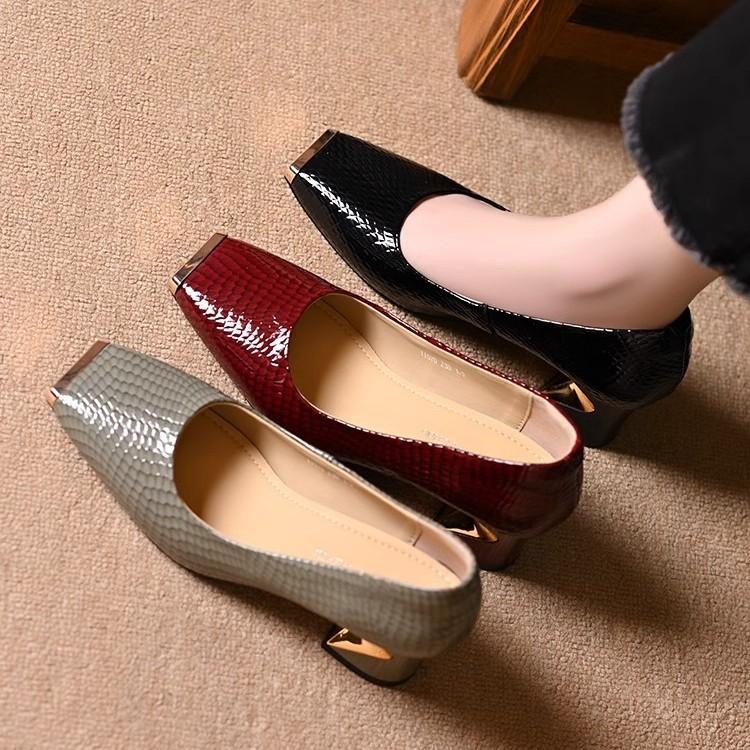 Women's Low-cut Single Shoes, Casual Shoes, Suitable for Spring, Autumn, with Thick Heels, Versatile Shoes