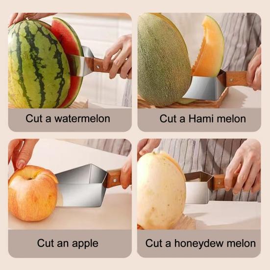 Yousheng Watermelon Cutter Stainless Steel Fruit Slicer with Ergonomic Handle Easy Push-Pull Design Melon Slicer Easy Watermelon Cutting Tool