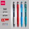 Deli Push-Button Gel Fountain Pen for Students - Exam-Ready, Press-Type, Bullet Tip, Carbon Black, Water-Based Sign Pen.