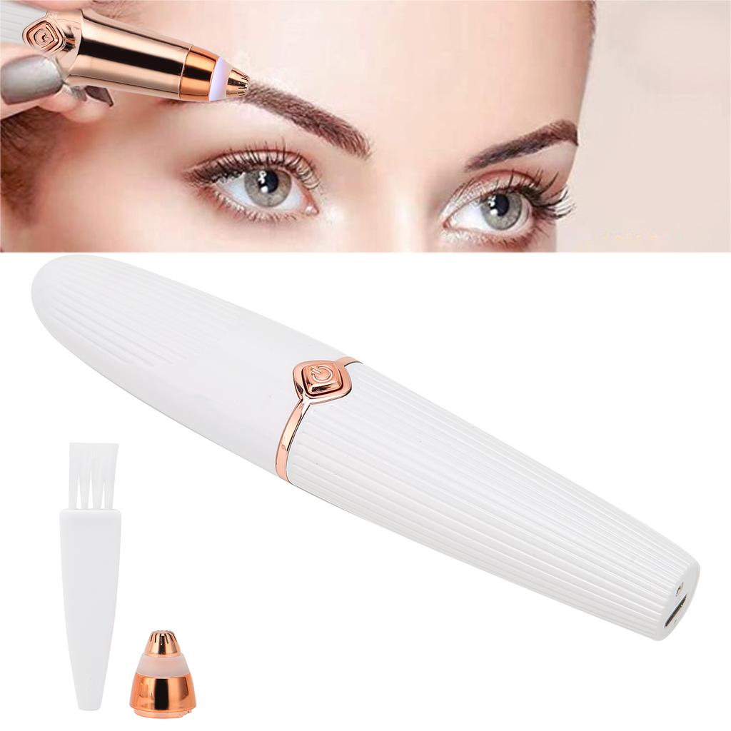 2 In 1 Electric Eyebrow Trimmer Lipstick Shape USB Rechargeable Painless Hair Removal Machine