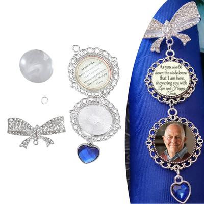 Personalized Wedding Photo Charm High Quality Alloy Photo Display Holder Lapel Pin Charm For Bridal Accessories