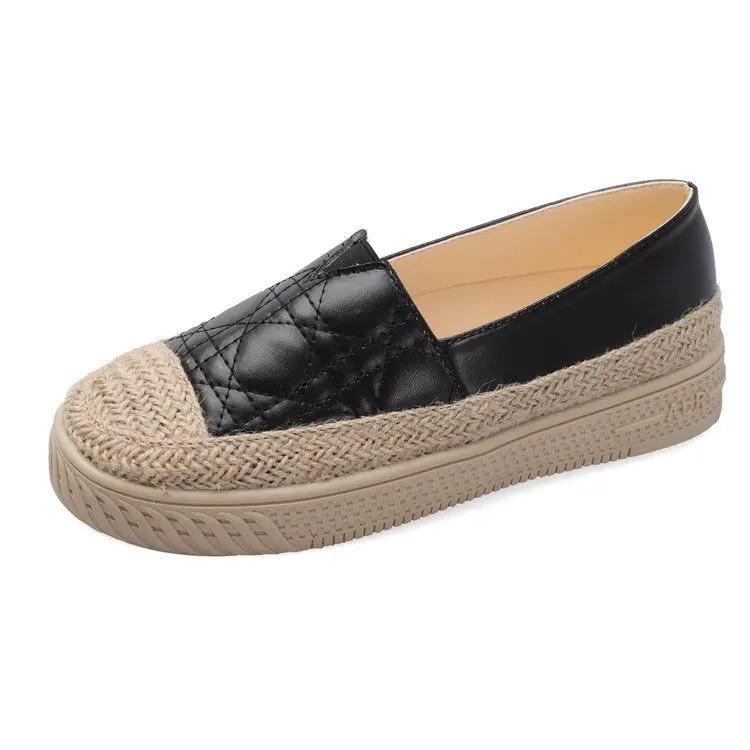 Mode Schwarz Slipper Flach Damen Schuhe Hohe Plateau Loafer Damenschuhe Espadrilles Lässig Ein Designer Urban Bietet Bequem 39