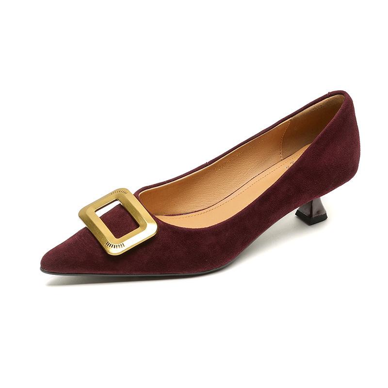 Versatile four-season shoes spring and summer new French pointed women's single shoes light mouth thin heel foot cover black professional commuting