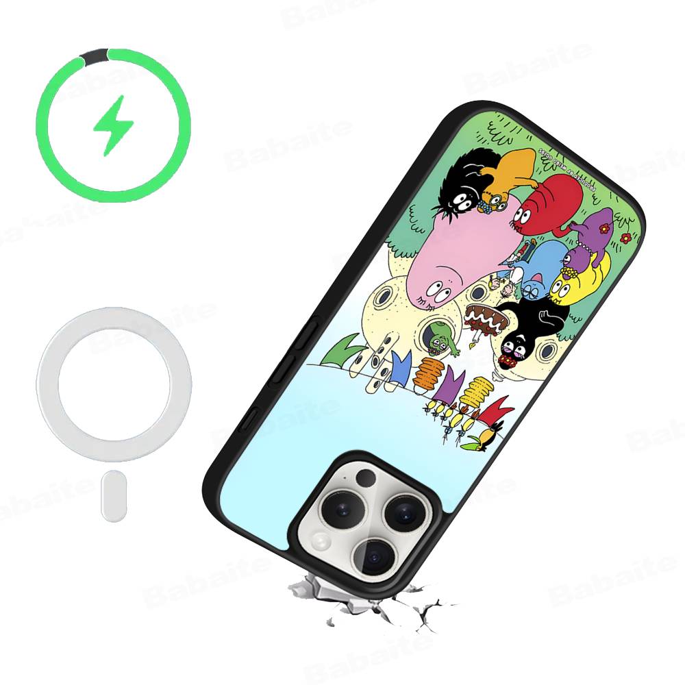 Cartoon Barbapapa Magnetic Wireless Phone Case For IPhone 17 16 15 14 Plus 13 12 11 Pro Max