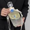 1Pcs 750ml Flat Square Water Bottle Elegant Slim Design Adjustable Strap Transparent Sports Bottle Plastic Cross Body Style