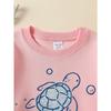 European Sizes Girls' Long-Sleeve Round Neck Sweatshirt "Sea Turtle" Print, Spring/Autumn, Casual, Daily & Sports.