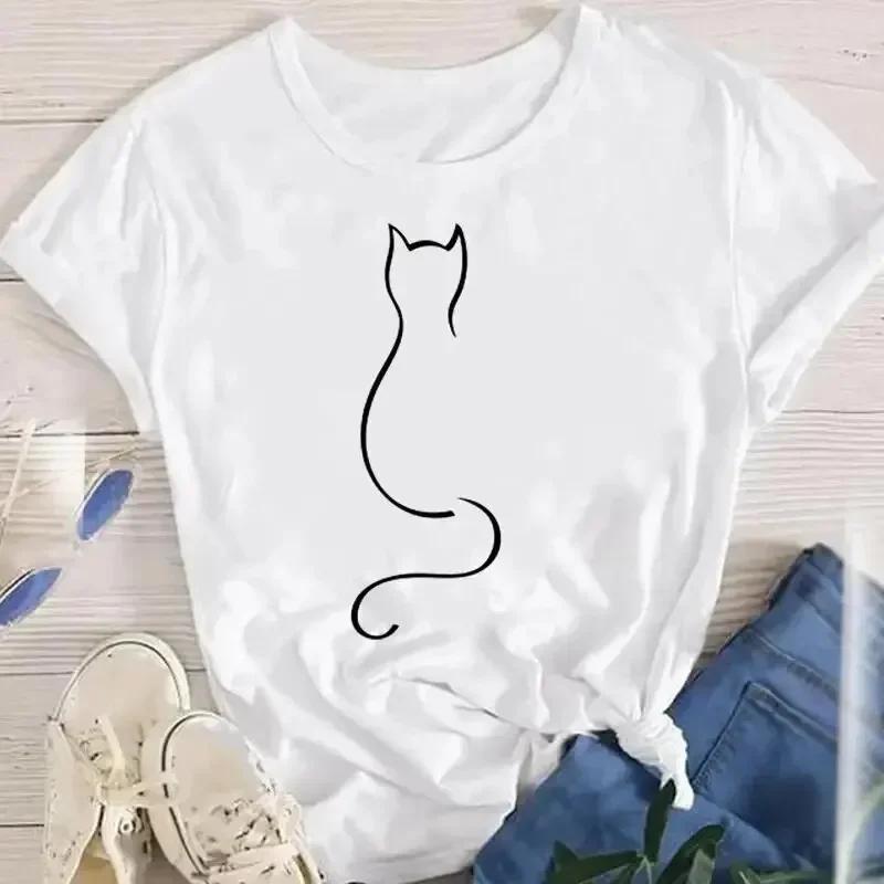 Ankunft Reine Baumwolle Lustige Katze Y2k Kleidung T-Shirt Damen T-Shirts für Frauen Haikyuu Grafik-T-Shirts Camisetas