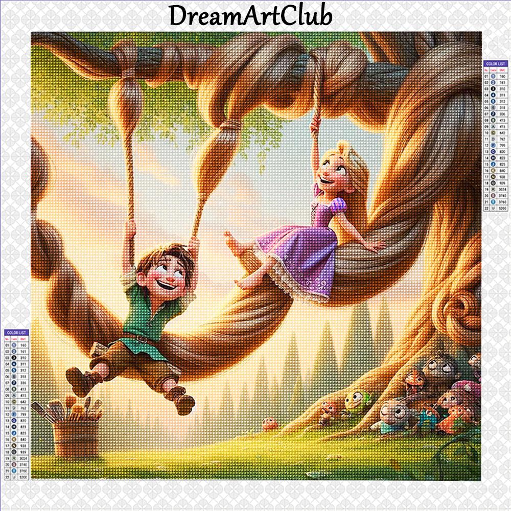 Tangled Diamond Painting Rapunzel Full Round Drill Mosaic Cartoon Cross Stitch Embroidery Princess Wall Art