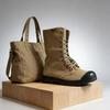 Herren Segeltuchstiefel Militärstil Hohe Wüstenstiefel Seitenreißverschluss Outdoor Wanderschuhe Atmungsaktiv Rutschfest