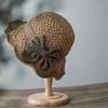 1pcs Elegant Sun Hat - Hand Woven with Vintage Ruffles and Bow, Foldable Travel Beach Hat