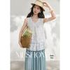 Women's 3D Lace Tassel Cap Sleeve Blouse
