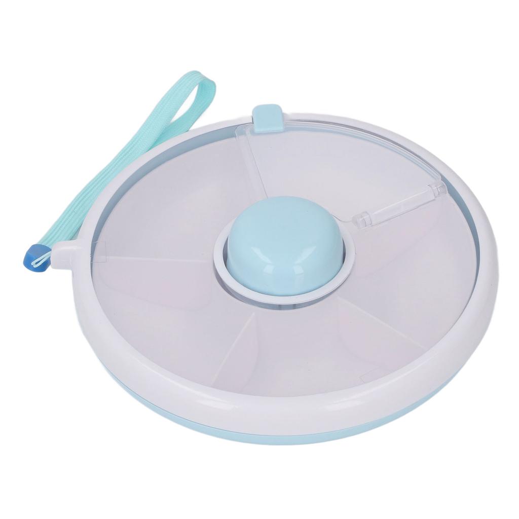 Rotating Snack Box With Lid 5 Compartment Dispenser Damp Proof Sealed Portable Kids Fruit Rotating