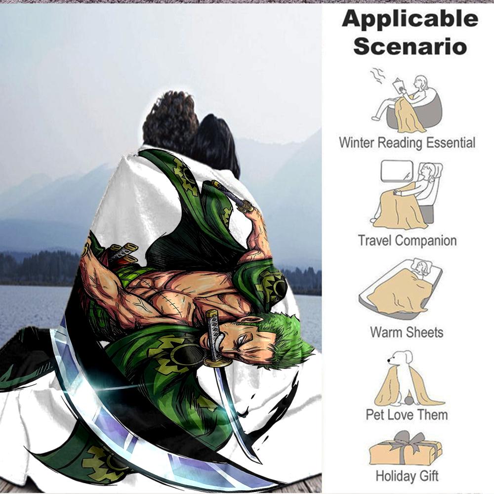 1Pc Green Warrior Swords Flannel Blanket, Soft And Comfortable, Casual Warm, Camping Travel, Christmas, Halloween Xmas Gift S1451