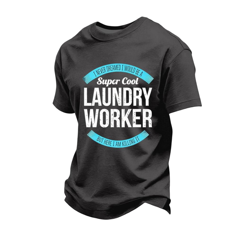 Men's Casual Loose Fit Short Sleeve T-Shirt Labor Day Printed Top Comfortable Cotton Blend Crew Neck Tee