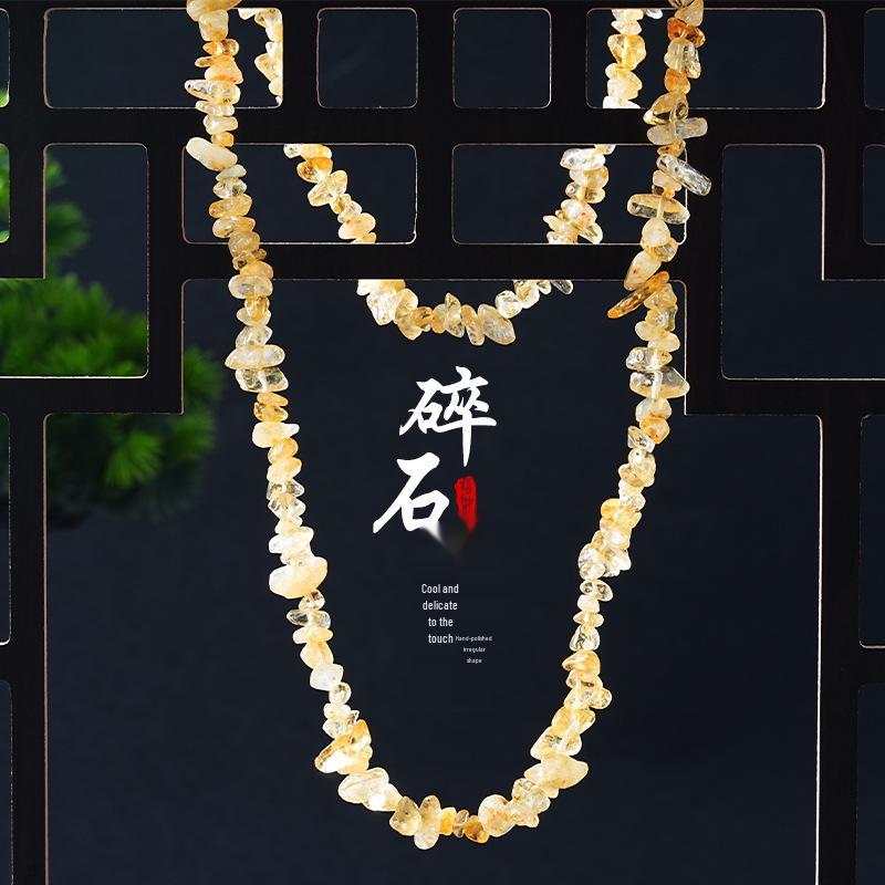 2026 Citrine Crushed Stone Long Strand Beads for DIY Bracelets & Necklaces
