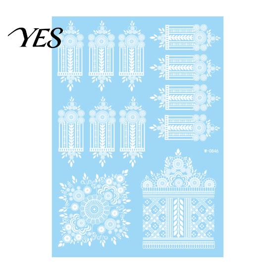 Gentle-On Skin Tattoo White Lace Sticker for Women, Temporary Face Body Fake Decal Arm, Waterproof Wedding Party Festival