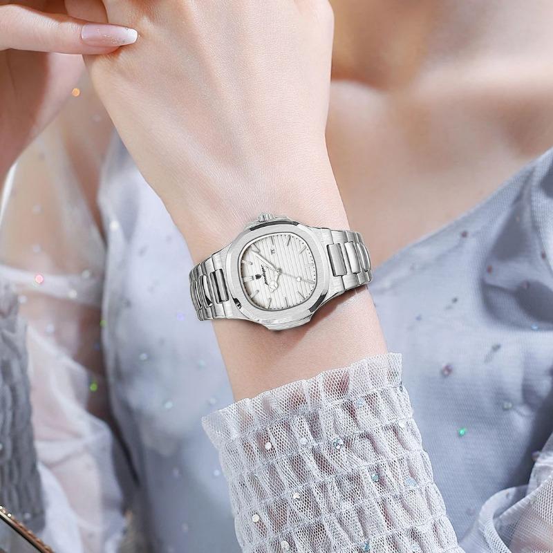POEDAGAR Montre-bracelet Femme Exquise Étanche Lumineuse Date Mode Montres Dames Acier Inoxydable Montre à Quartz