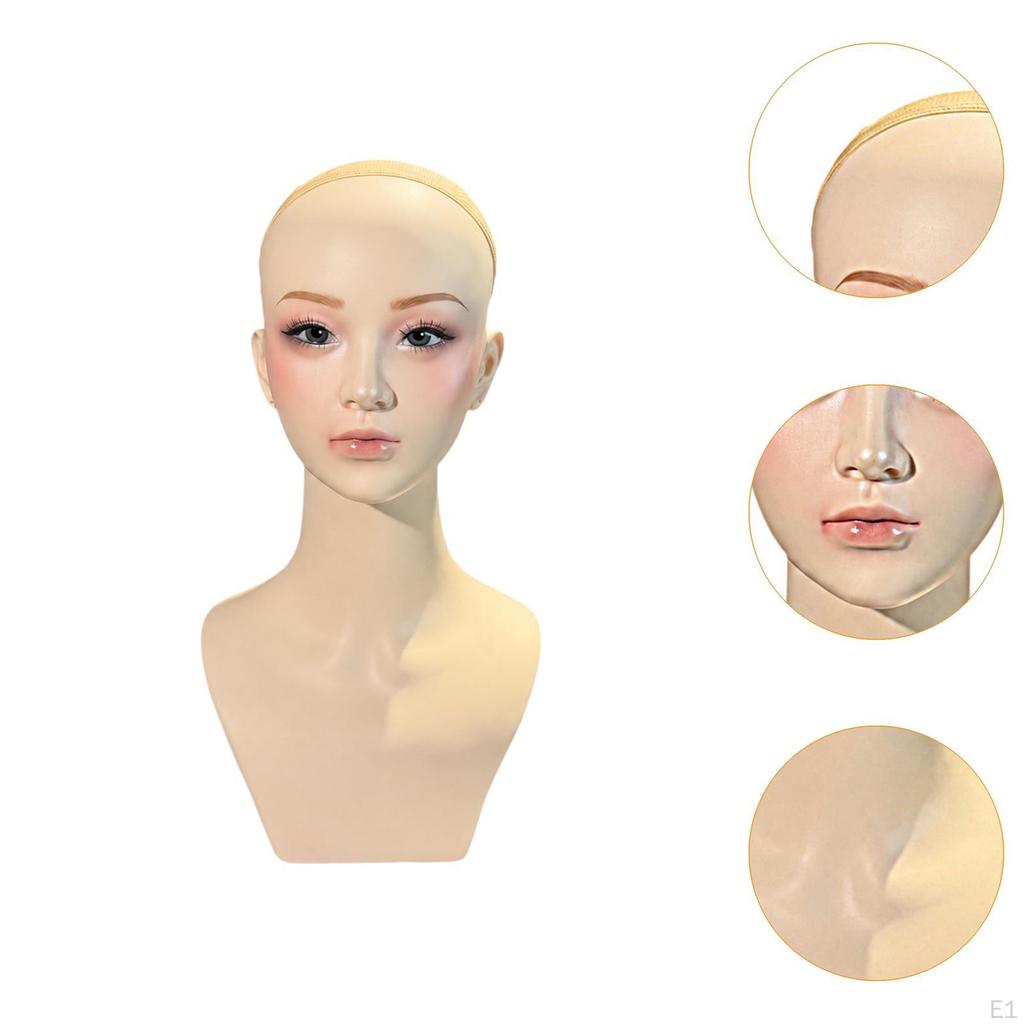 Realistic Mannequin Head Holder Portable Wigged Display Stand PVC for Showcasing Home Stores