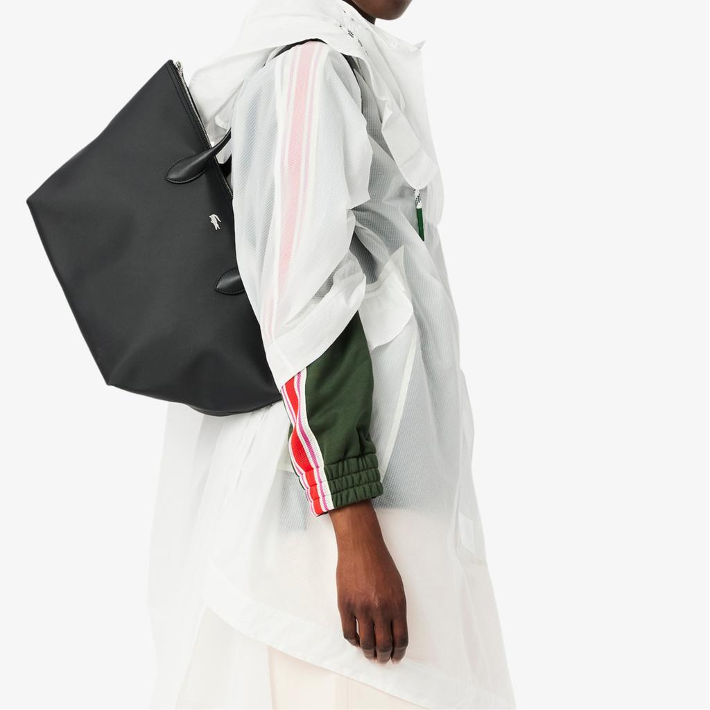 Lacoste Fashionable Versatile PVC Tote Shopping Bag Handbag Shoulder Bag Large Women tote Black NF4826ZP-000