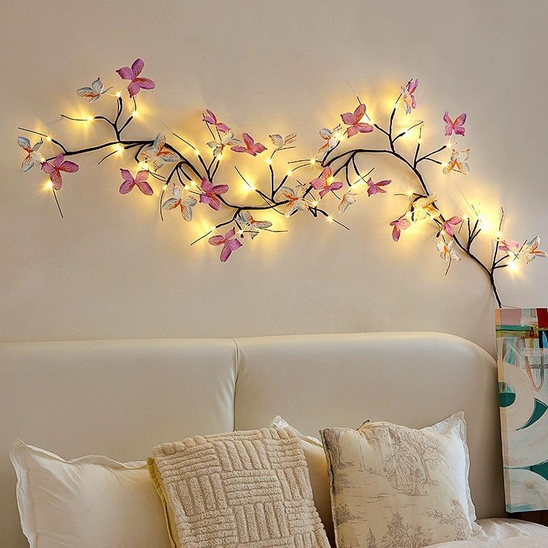 LED Butterfly Vine Light Bending Peach Blossom Cherry Blossom Vine Light Maple Leaf Macaron Rose Flower Light