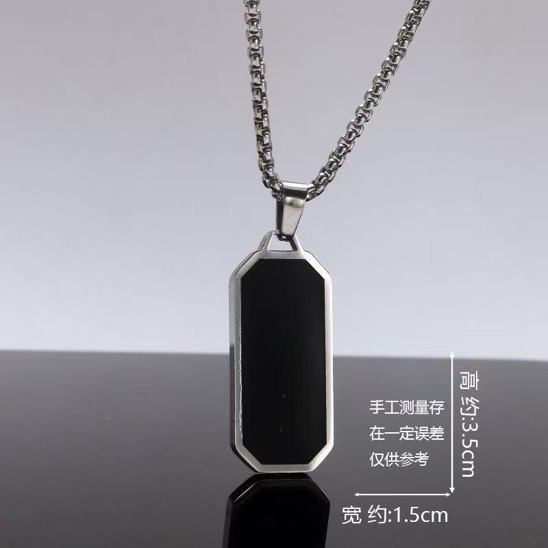 Hip-hop Punk Stainless Steel Geometric Square Pendant Necklace for Men Men Women Personality Simple Collar Chain Jewelry Gifts