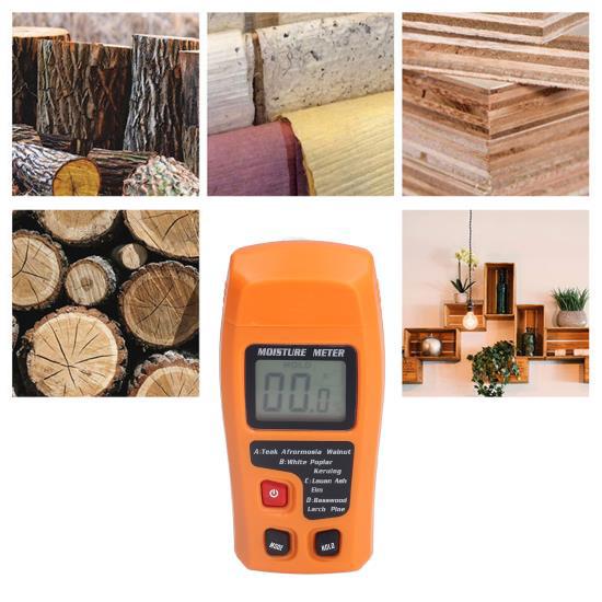 Wood Moisture Meter High Accuracy 4 Modes Orange Moisture Detector for Medicinal Building Materials Paper Cartons