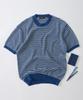 ANALOG MOOD Marine Stripe Round Short Sleeve Knit (Blue)