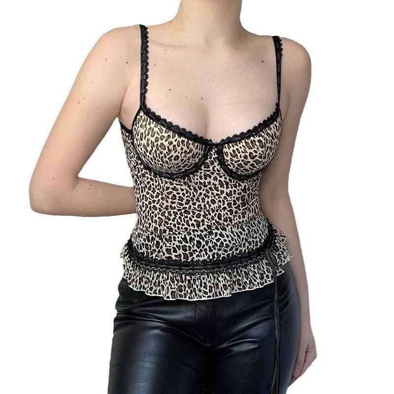 

Женская майка с леопардовым принтом и v-образным вырезом L