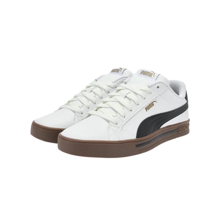 Puma Smash Vulc V3 Couro Sintético Moda Casual Clássico Simples Respirável Durável Tênis de Skate de Cano Baixo Unissex Branco 380752-22