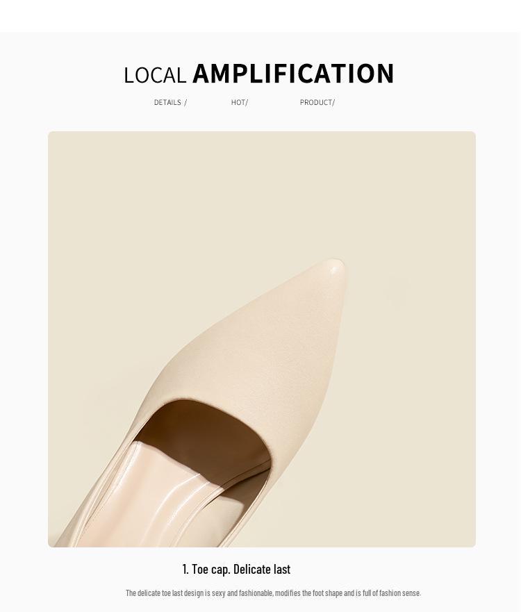 Zapatos de tacón de aguja negros de punta para mujer, primavera 2025: elegantes y chics tacones nude