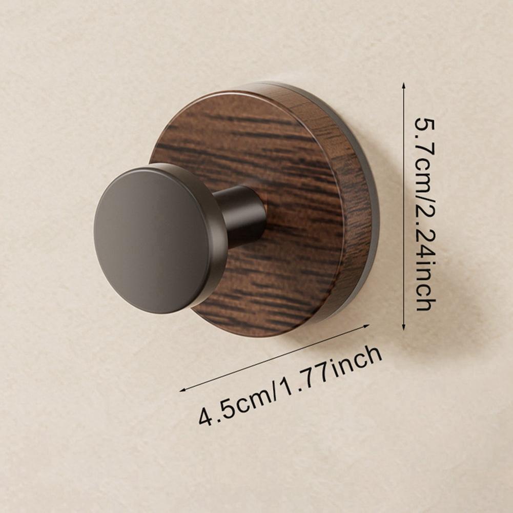 2 Stück Saugnapf Haken Zuhause Küche Rotierendes Wandmontiertes Lagerregal Kein Bohren Nussbaumholzmaserung Knauf Lagerhalterung