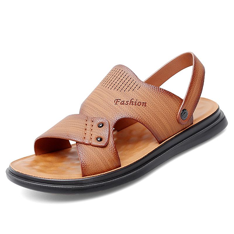 

Летние новые сандалии в итальянском стиле с мягкой подошвой, модные оригинальные дизайнерские кожаные туфли, дышащие, классные тапочки для отдыха на природе 44 жёлтый