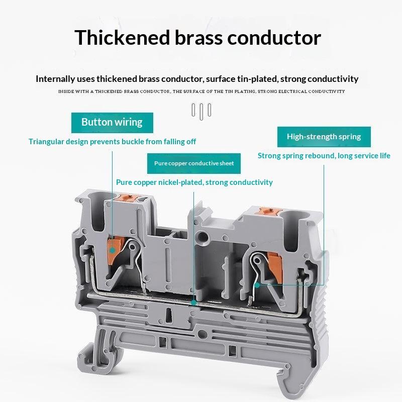 PT2.5 Push-in Terminal Block 1Pcs Anti-corrosion Electrical Cable Connector DIN Rail Type for Outdoor Wiring Projects