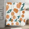 Modern Bath Shower Curtain With Orange Cherry Fruit Design, White Polyester Fabric For Bathroom Decoration Green Leaf Pattern