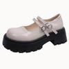 White round head thick heel platform small leather shoes women's 2025 new summer skirt versatile light mouth Mary Jane single shoes