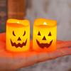 6PCS Halloween Pumpkin Electronic Candle Light Battery Powered Flameless Candles Home Decor Lamp Party Ornaments Props LED Kid Friendly Entertaining