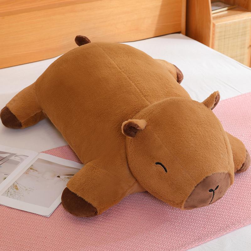 Giant Capybara Plush Doll Floor Mat High Quality Animal Brown Capybara Plush Carpet Home Decor Gift for Boys and Girls