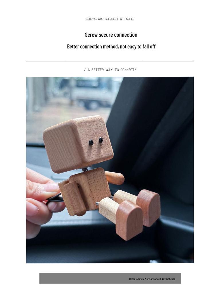 Solid Wood Swinging Leg Robot Car Air Freshener Ornament
