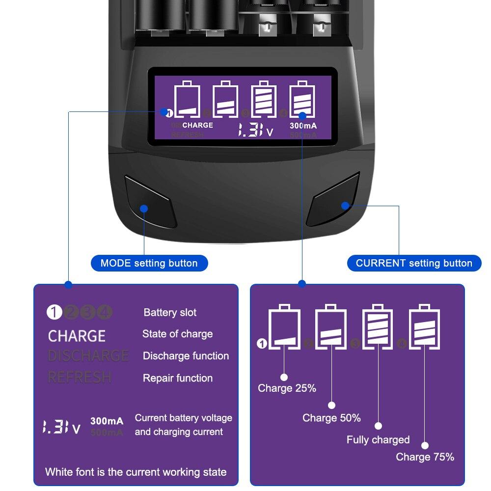 PALO Original 1.2V AA/AAA Charger Smart Charger for AA AAA NIMH Rechargeable Battery with LCD Intelligent Charger for 1.2v Nimh