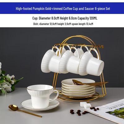 HANDUNYOU Exquisite Coffee Cup & Saucer Set with Rack