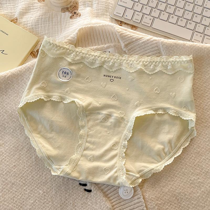 Ladies Spring and Autumn Pure Cotton 10A Bacteriostatic Extended Crotch Mid Waist Triangle Briefs