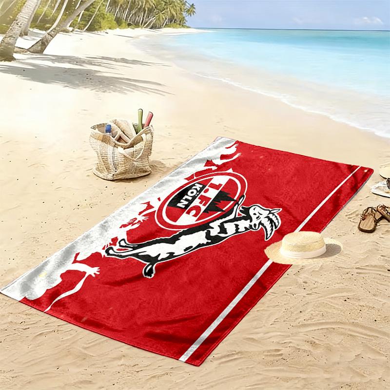 Toalha de Praia Estampada FC Köln, Toalha Grande Macia de Secagem Rápida para Praia Camping Natação