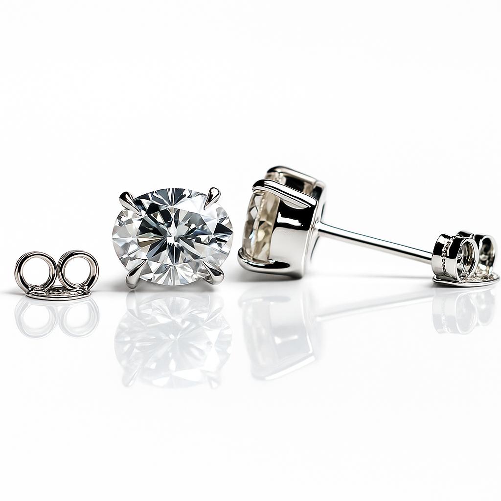 12.8 Ct Synthetic White Moissanite Oval Cut CERTIFIED Earrings Pair For Her