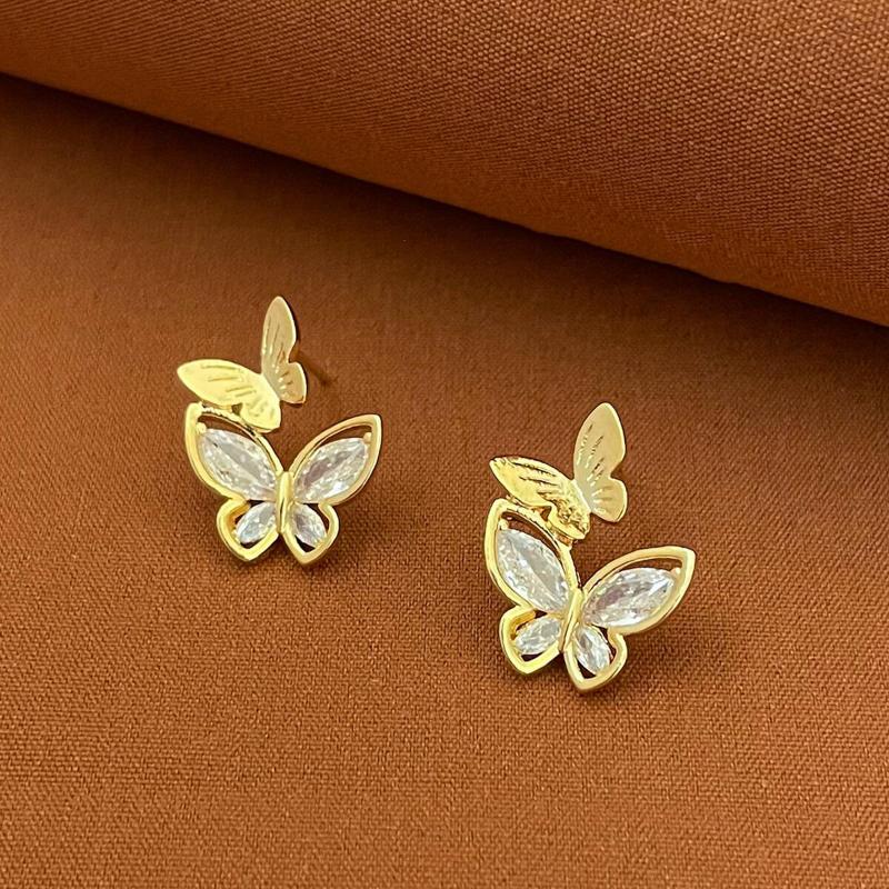 Boucles d'oreilles papillon en zircon de luxe uniques élégantes en strass brillantes pour femmes bijoux d'oreille charm tendance cadeaux