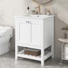 Bathroom Furniture Single Washstand with Vanity Unit 60cm with Ceramic Washbasin, White