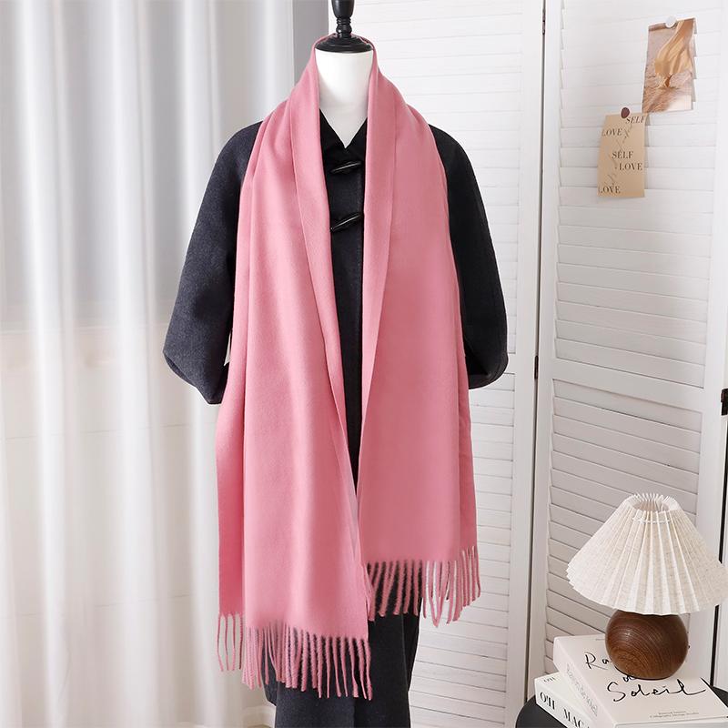 New Designer Luxury Women Warm Scarf Winter Cashmere Shawls Thick Solid Neckerchief Hijab Wraps Tassls Pashmina Foulard