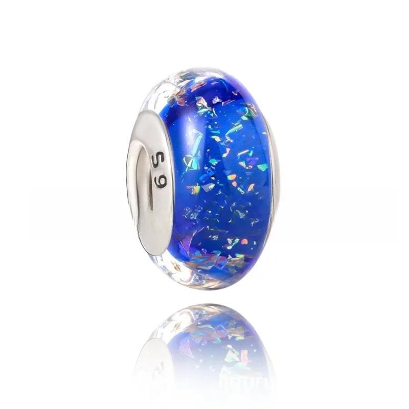 Nouveau Charm Original en Verre de Murano Cuivré Charm Flocons de Neige Étoiles Arc-en-Ciel Coloré Pour Bracelet DIY Bijoux pour Femmes