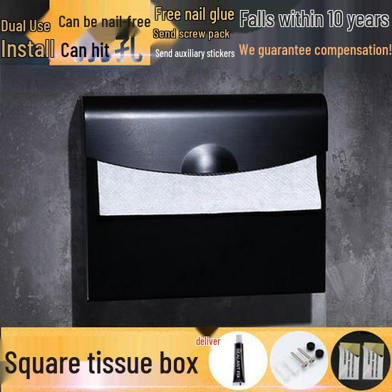 Punch-free Black Aluminum Bathroom Towel Rack and Accessories Set