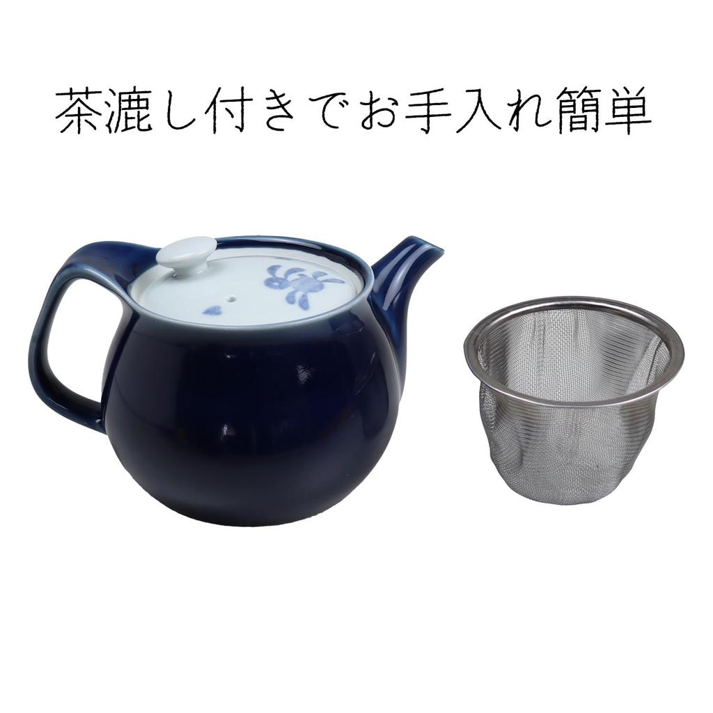 Yuuki Roman U-Shaped Teapot with Strainer for Easy One-Hand Pour, Stylish Porcelain Teapot, Shatter-Resistant [Made in Japan, Hasami Ware]