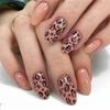24 Piezas Uñas Postizas Cortas Almendra Leopardo Brillantes Adhesivas Manicura Decoraciones de Uñas Coberturas Completas Arte de Uñas Para Amante de la Moda